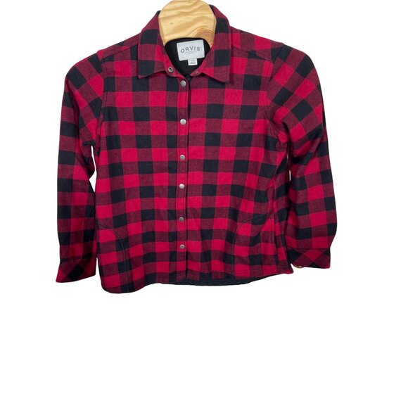 Orvis Snap Up Shirt Jacket Size XL Men's Long‎ Sleeve Buffalo Plaid Red Black - Picture 2 of 6